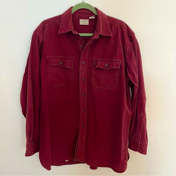 Vintage 2002 L.L. Bean Chamois Cloth Button Down Shirt Men's L Heavy Y2K - Picture 1 of 13
